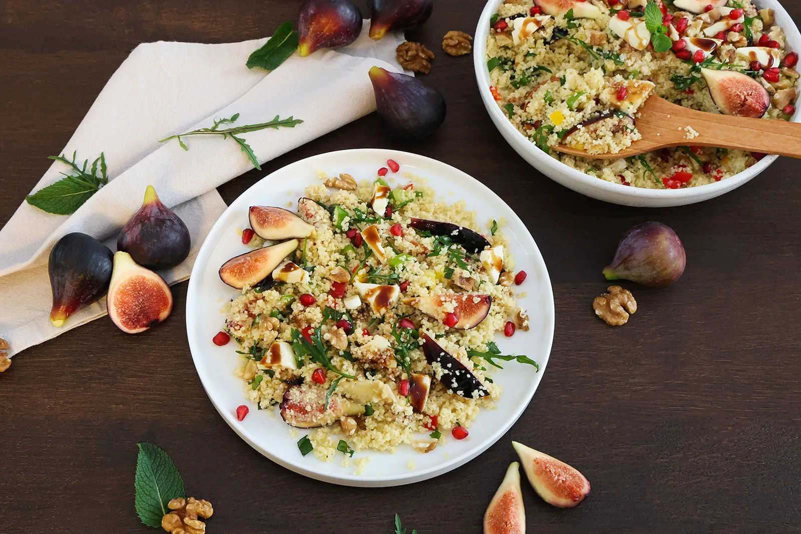 Kuskus salata so smokvi i mocarela-Recept-bellakujna